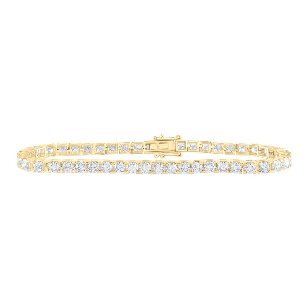 14K Yellow Gold Diamond Tennis 7-Inch Bracelet - 8 Carat Total Diamond Weight