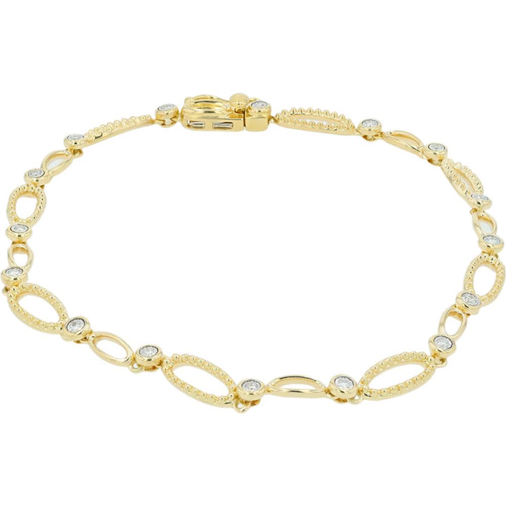 14K Yellow Gold Diamond Tennis Bracelet - 0.16 Carat Total Diamond Weight