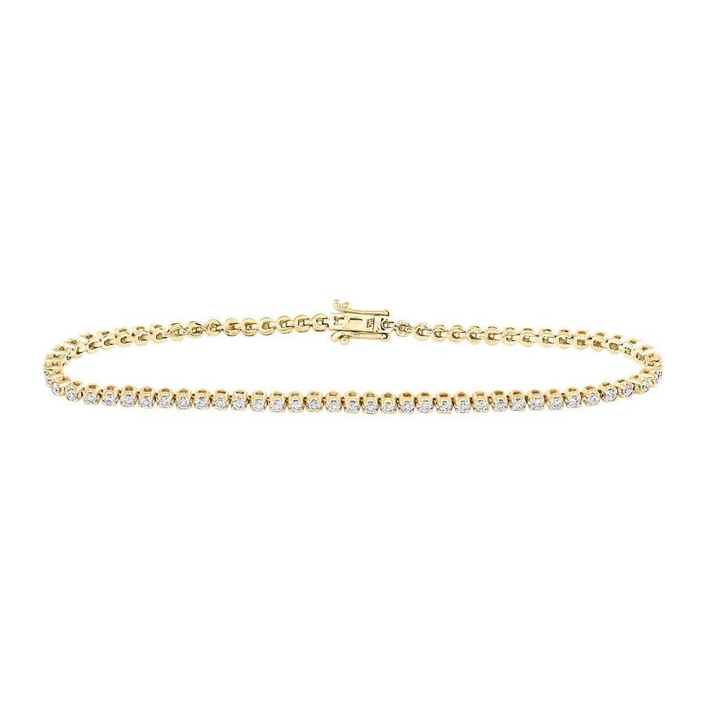 14K Yellow Gold Diamond Tennis Bracelet - 1 and 1/5 Carat Total Diamond Weight