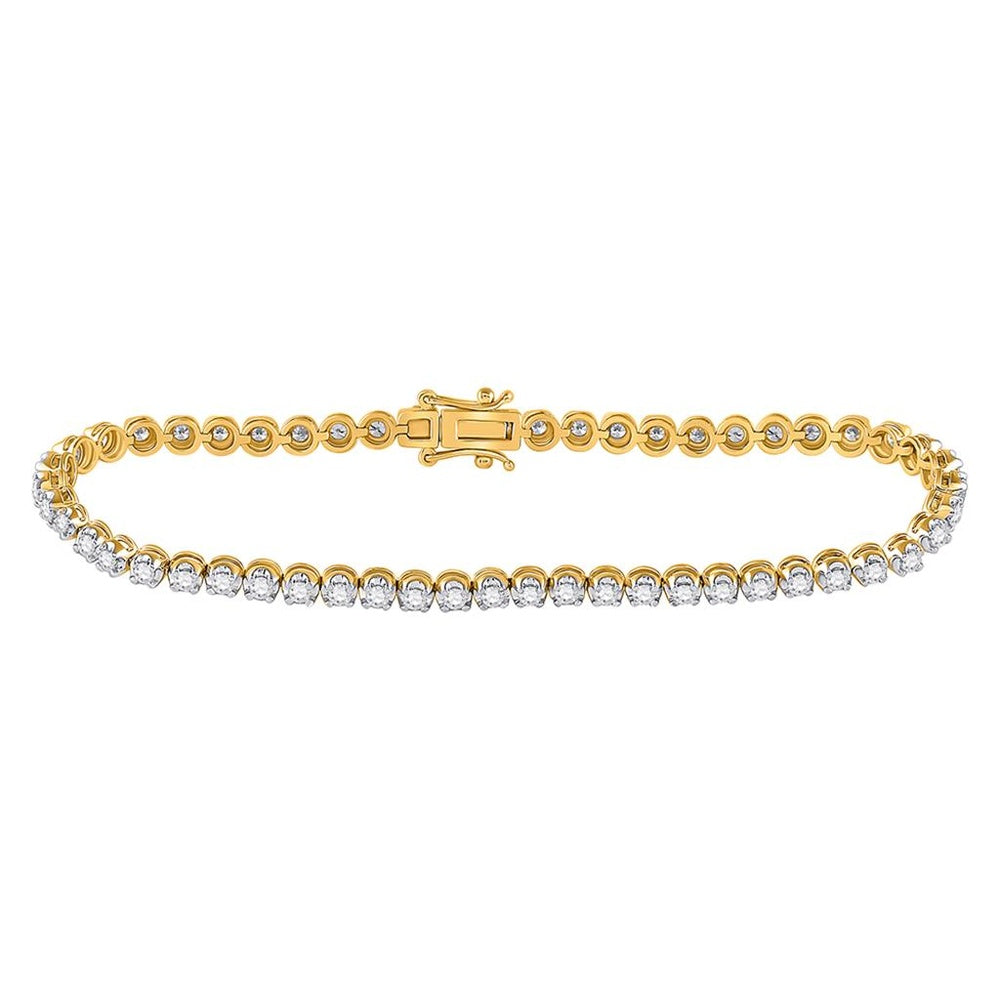 14K Yellow Gold Diamond Tennis Bracelet - 1 Carat Total Diamond Weight