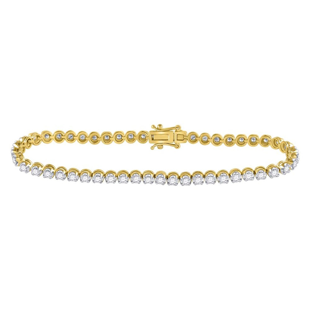 14K Yellow Gold Diamond Tennis Bracelet - 2 Carat Total Diamond Weight