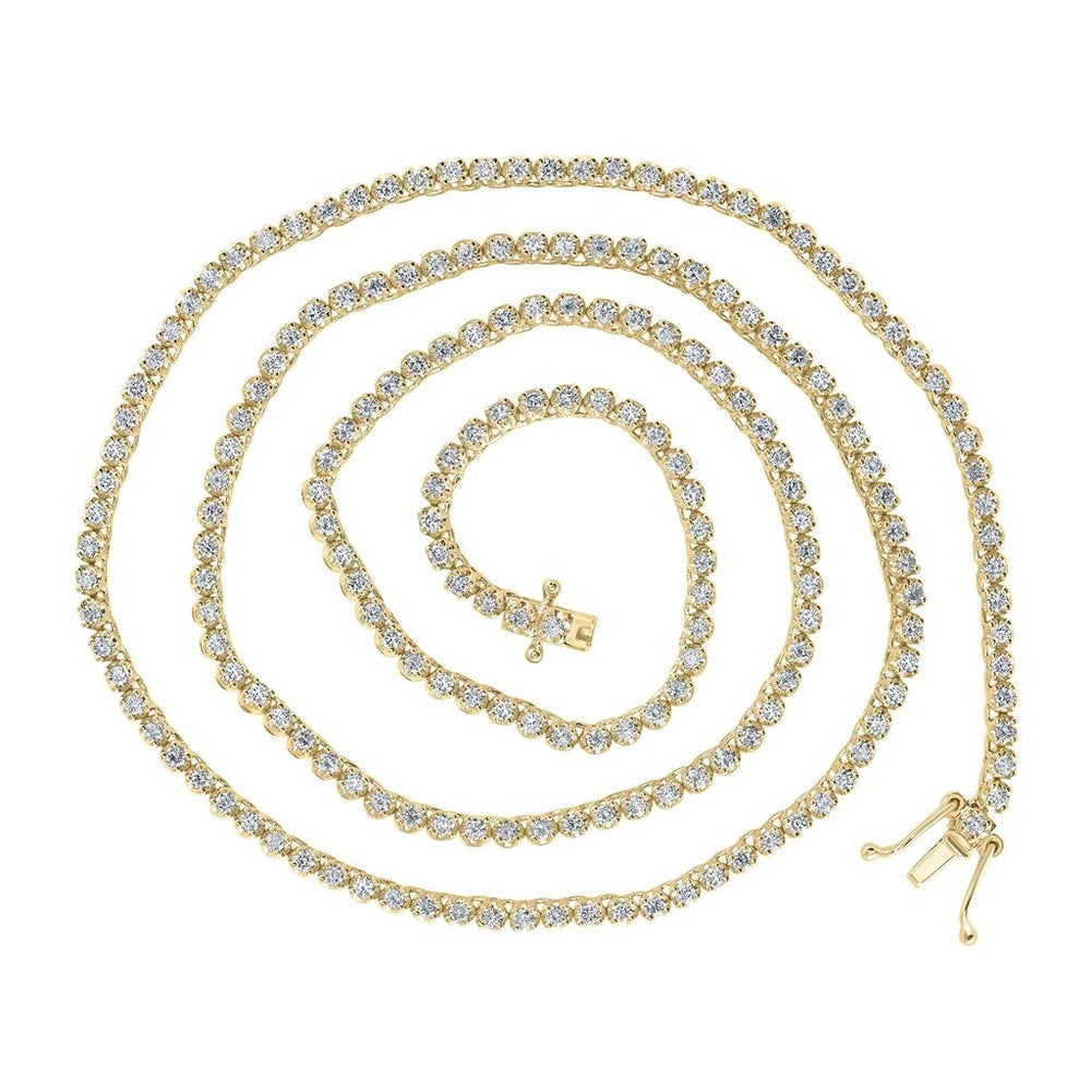 14K Yellow Gold Diamond Tennis Necklace - 3 and 5/8 Carat Total Diamond Weight