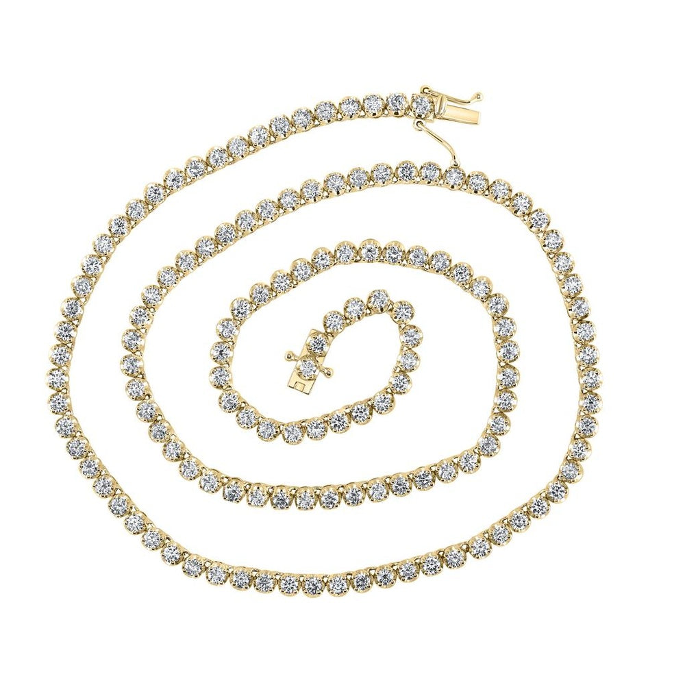 14K Yellow Gold Diamond Tennis Necklace - 6 and 7/8 Carat Total Diamond Weight