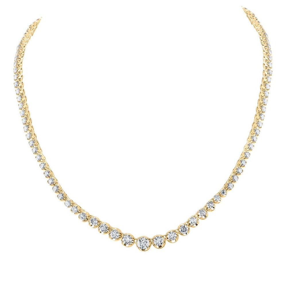 14K Yellow Gold Diamond Tennis Necklace - 7 and 7/8 Carat Total Diamond Weight