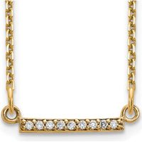 14K Yellow Gold Diamond Tiny Bar Necklace with 9 Round Diamonds - 0.004 Carat Total Diamond Weight by Oro Pregiato