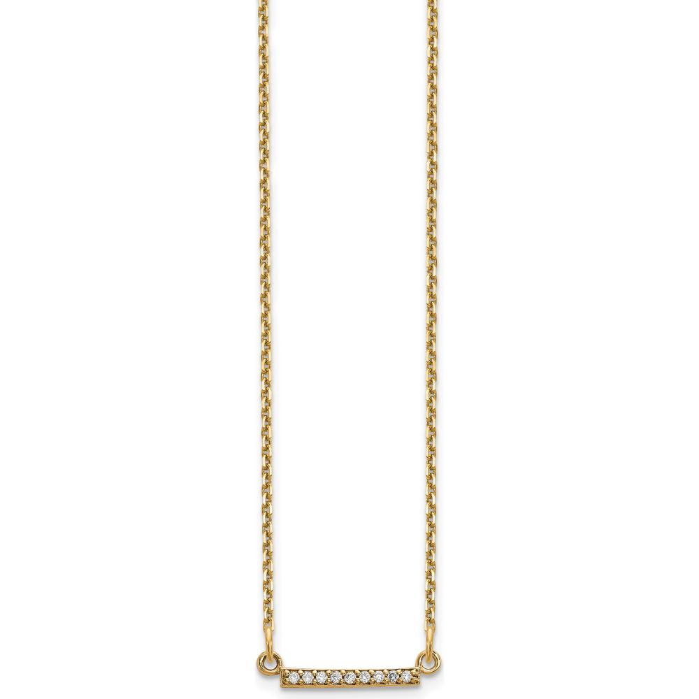14K Yellow Gold Diamond Tiny Bar Necklace with 9 Round Diamonds - 0.004 Carat Total Diamond Weight by Oro Pregiato