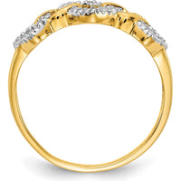 14K Yellow Gold Diamond Triple Heart Ring with Pave Set Round Diamonds - 0.007 Carat Total Diamond Weight by 0