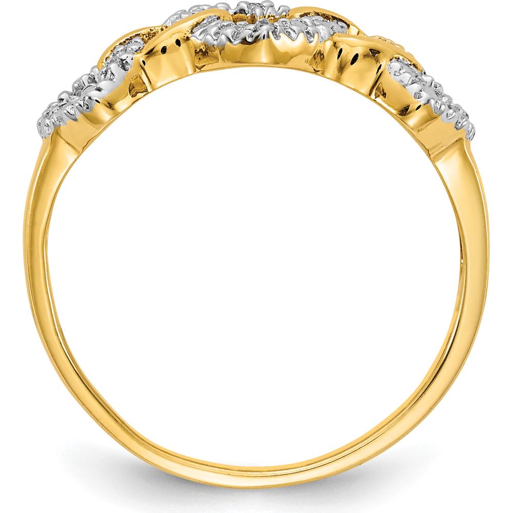 14K Yellow Gold Diamond Triple Heart Ring with Pave Set Round Diamonds - 0.007 Carat Total Diamond Weight by 0