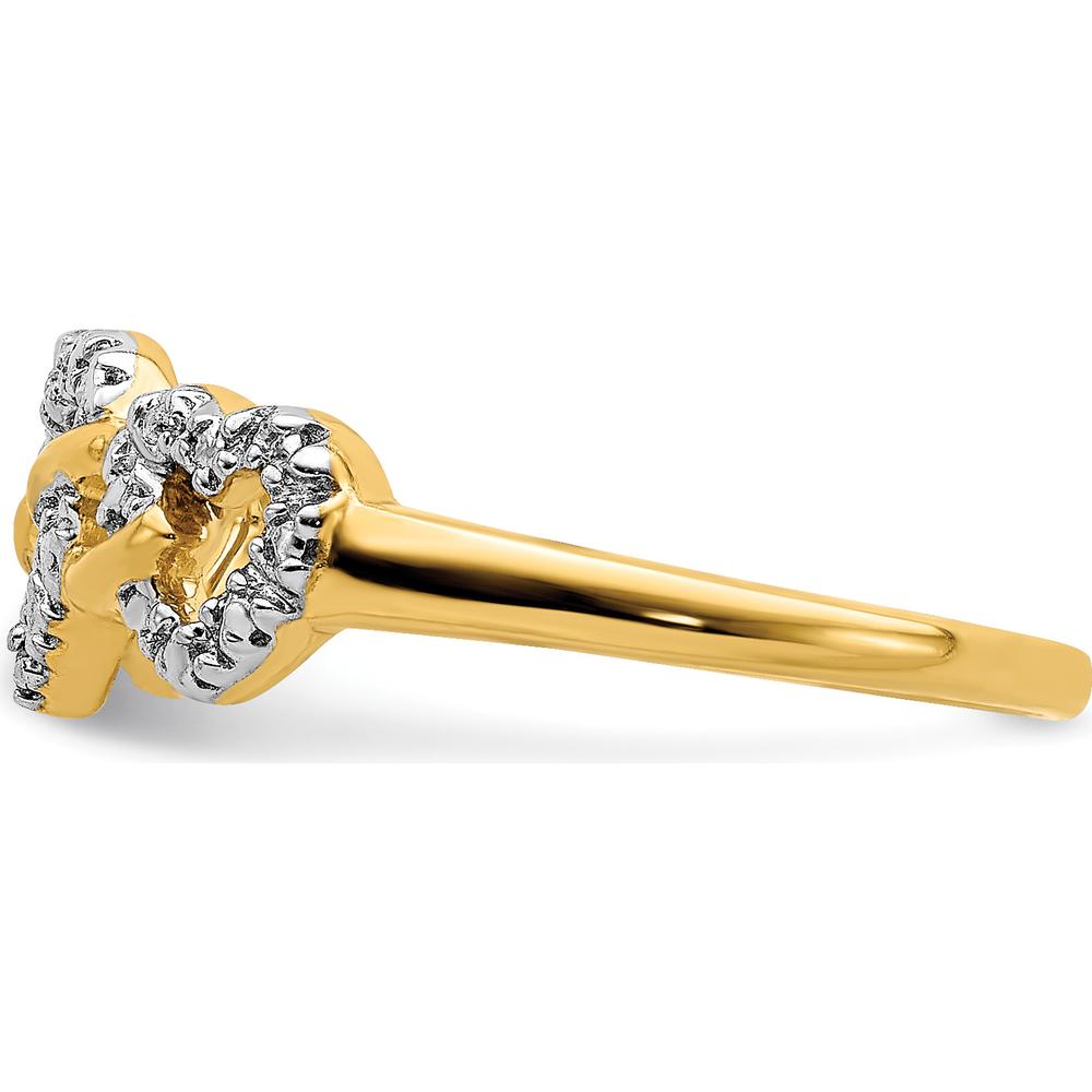 14K Yellow Gold Diamond Triple Heart Ring with Pave Set Round Diamonds - 0.007 Carat Total Diamond Weight by 0