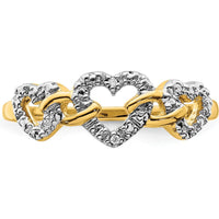 14K Yellow Gold Diamond Triple Heart Ring with Pave Set Round Diamonds - 0.007 Carat Total Diamond Weight by 0