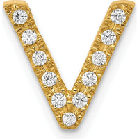 14K Yellow Gold Diamond "V" Initial Charm - 0.11 Carat Total Diamond Weight by Oro Pregiato