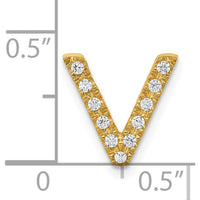 14K Yellow Gold Diamond "V" Initial Charm - 0.11 Carat Total Diamond Weight by Oro Pregiato