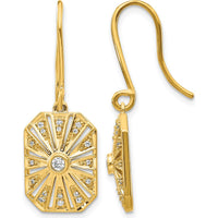 14K Yellow Gold Diamond Vintage Drop Earrings with Milgrain Detail - 0.18 Carats Total Diamond Weight by Monteluci Fine Jewelry