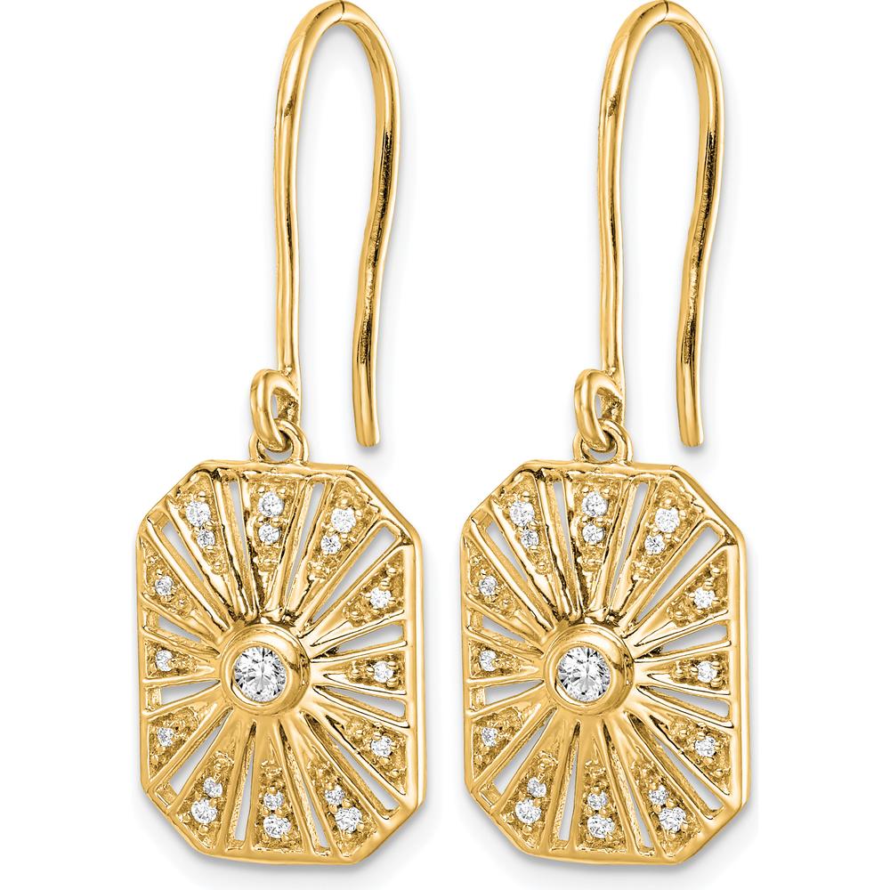 14K Yellow Gold Diamond Vintage Drop Earrings with Milgrain Detail - 0.18 Carats Total Diamond Weight by Monteluci Fine Jewelry
