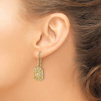 14K Yellow Gold Diamond Vintage Drop Earrings with Milgrain Detail - 0.18 Carats Total Diamond Weight by Monteluci Fine Jewelry