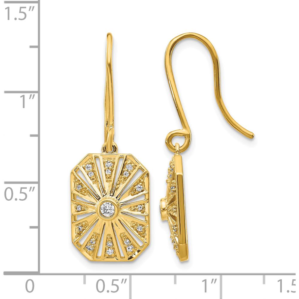 14K Yellow Gold Diamond Vintage Drop Earrings with Milgrain Detail - 0.18 Carats Total Diamond Weight by Monteluci Fine Jewelry