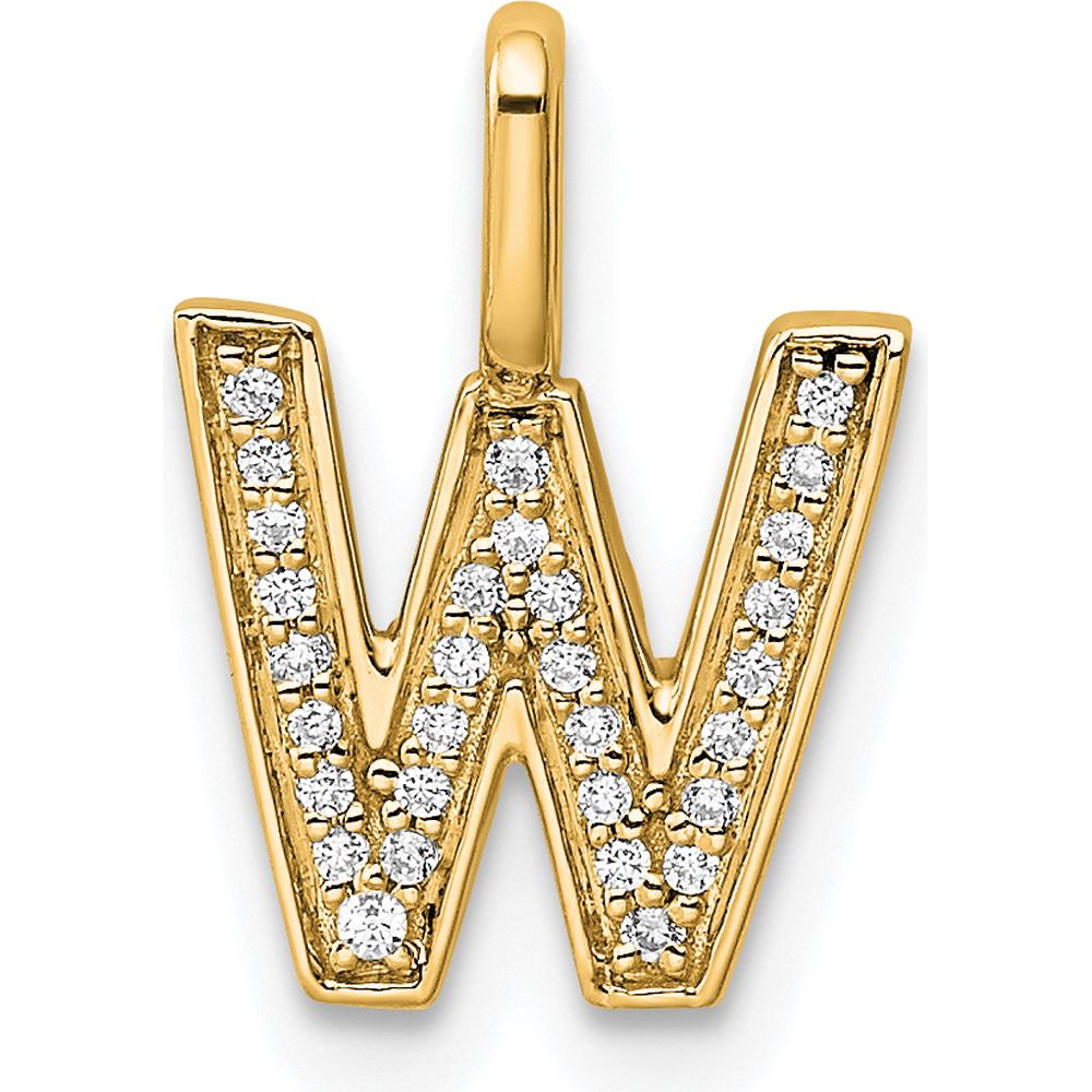 14K Yellow Gold Diamond "W" Initial Pendant Necklace with Sparkling Diamonds by Oro Pregiato