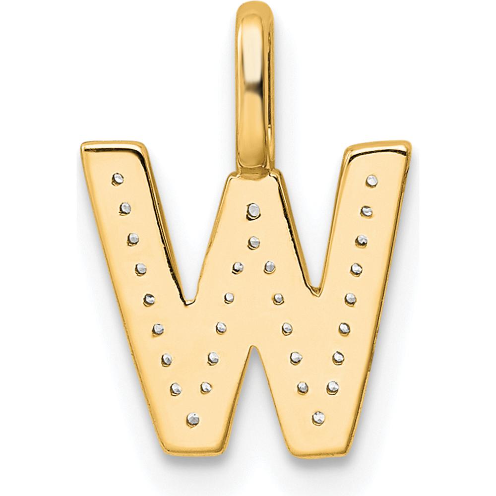 14K Yellow Gold Diamond "W" Initial Pendant Necklace with Sparkling Diamonds by Oro Pregiato