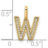 14K Yellow Gold Diamond "W" Initial Pendant Necklace with Sparkling Diamonds by Oro Pregiato