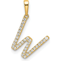 14K Yellow Gold Diamond W Initial Pendant with Round-Cut Diamonds - Personalized Luxury Jewelry by Oro Pregiato