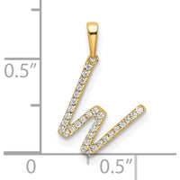 14K Yellow Gold Diamond W Initial Pendant with Round-Cut Diamonds - Personalized Luxury Jewelry by Oro Pregiato