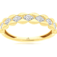 14K Yellow Gold Diamond Wedding Band with Diamond-Shaped Settings and Round Brilliant Diamonds – 0.33 Carat Total Weight - Royal Jewelry