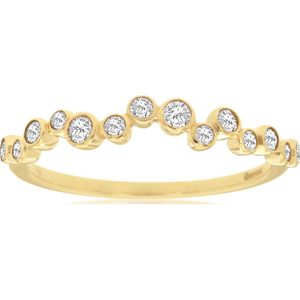 14K Yellow Gold Diamond Wedding Band with Graduated Bezel-Set Round Diamonds - 0.26 Carat Total Diamond Weight - Royal Jewelry