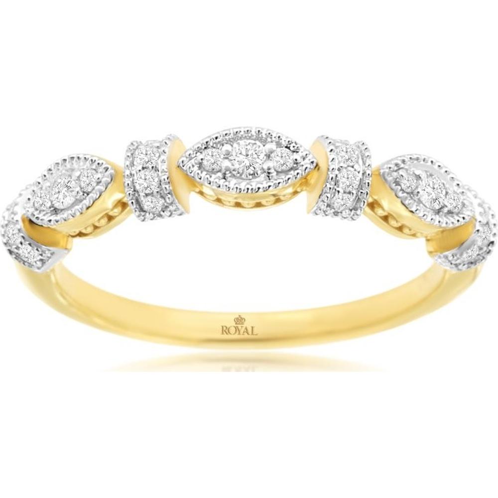 14K Yellow Gold Diamond Wedding Band with Milgrain Detailing - 0.20 Carats Total Diamond Weight