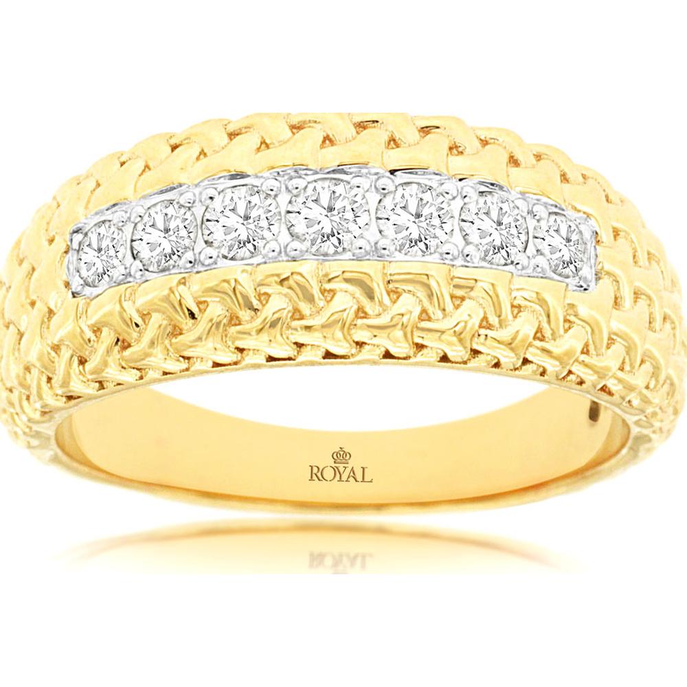14K Yellow Gold Diamond Wedding Band with Prong Set Diamonds - 0.33 Carats Total Diamond Weight