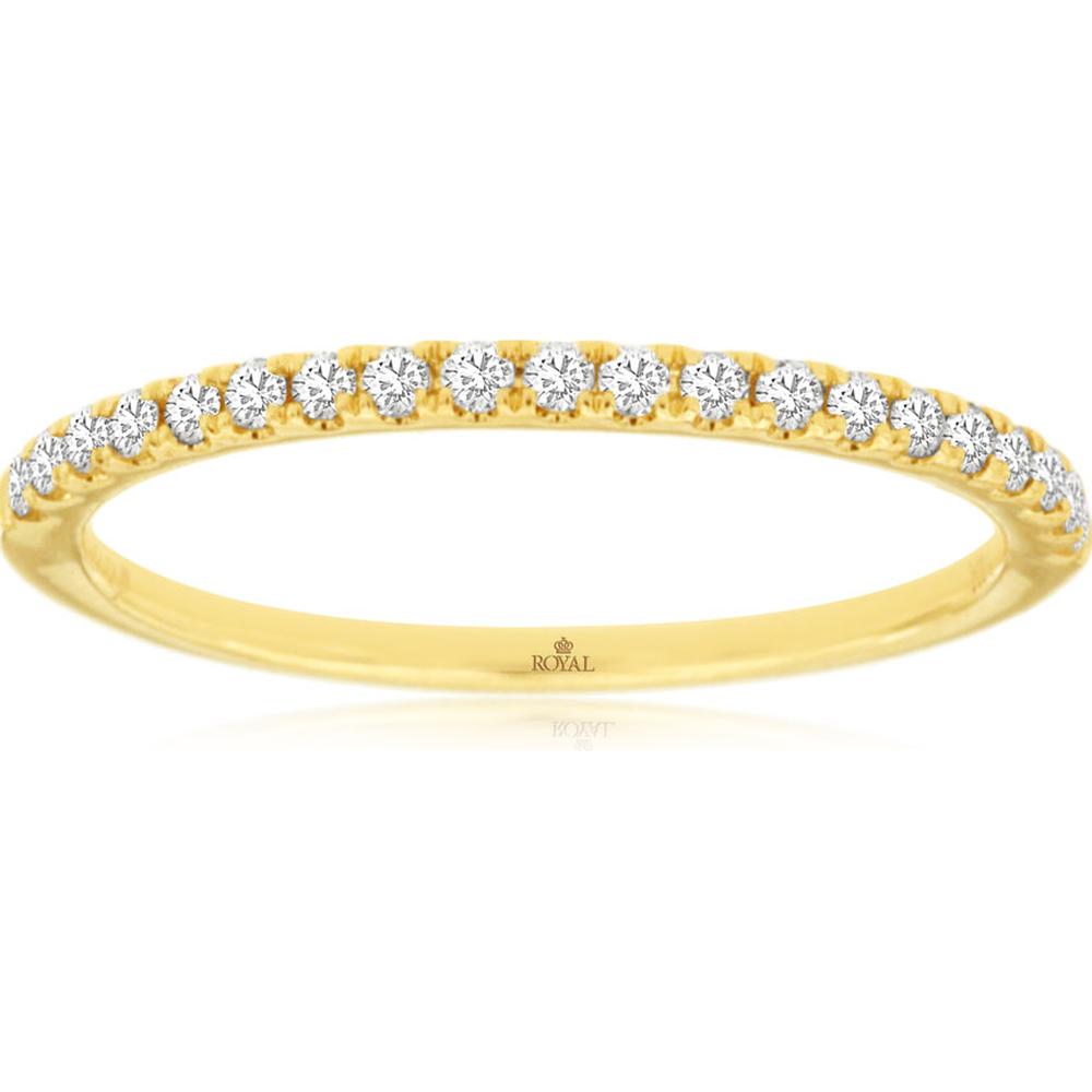 14K Yellow Gold Diamond Wedding Band with Prong-Set Round Diamonds - 0.20 Carat Total Diamond Weight - Royal Jewelry