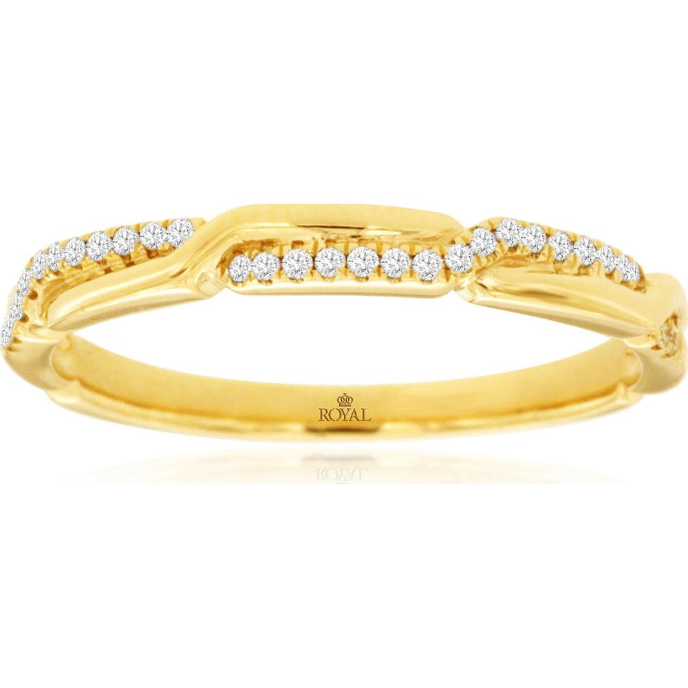 14K Yellow Gold Diamond Wedding Band with Round Brilliant-Cut Diamonds - 0.08 Carats Total Diamond Weight