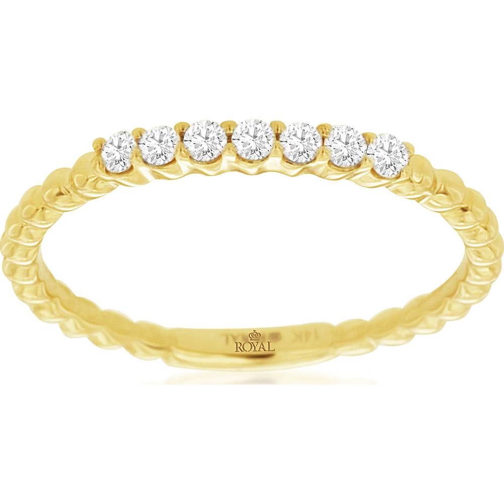 14K Yellow Gold Diamond Wedding Band with Round Diamonds - 0.16 Carat Total Diamond Weight - Royal Jewelry