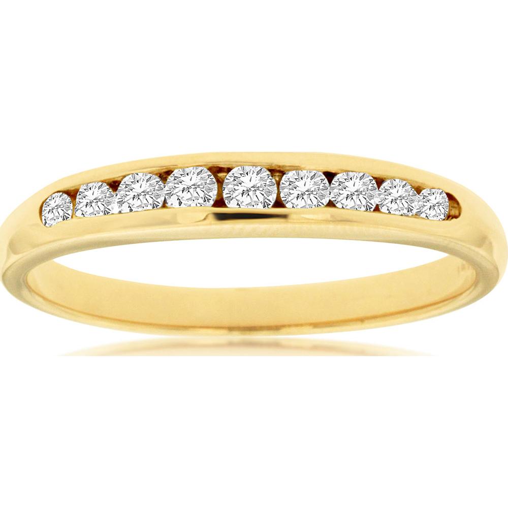 14K Yellow Gold Diamond Wedding Band with Round Diamonds - 0.25 Carat Total Diamond Weight - Royal Jewelry