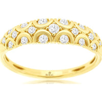 14K Yellow Gold Diamond Wedding Band with Scalloped Round Diamond Design - 0.25 Carat Total Diamond Weight - Royal Jewelry