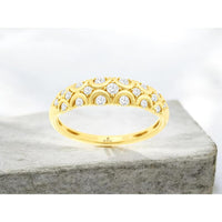 14K Yellow Gold Diamond Wedding Band with Scalloped Round Diamond Design - 0.25 Carat Total Diamond Weight - Royal Jewelry