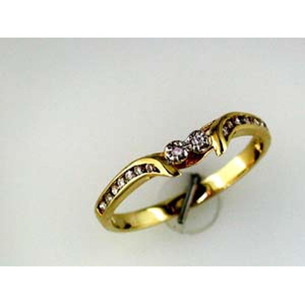 14K Yellow Gold Diamond Wedding Ring with Round Diamonds and Graceful Split-Band Design - 0.17 Carat Total Diamond Weight - Royal Jewelry