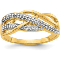 14K Yellow Gold Diamond Woven Band Ring with Natural Round Diamonds - 0.007 Carat Total Diamond Weight by 0