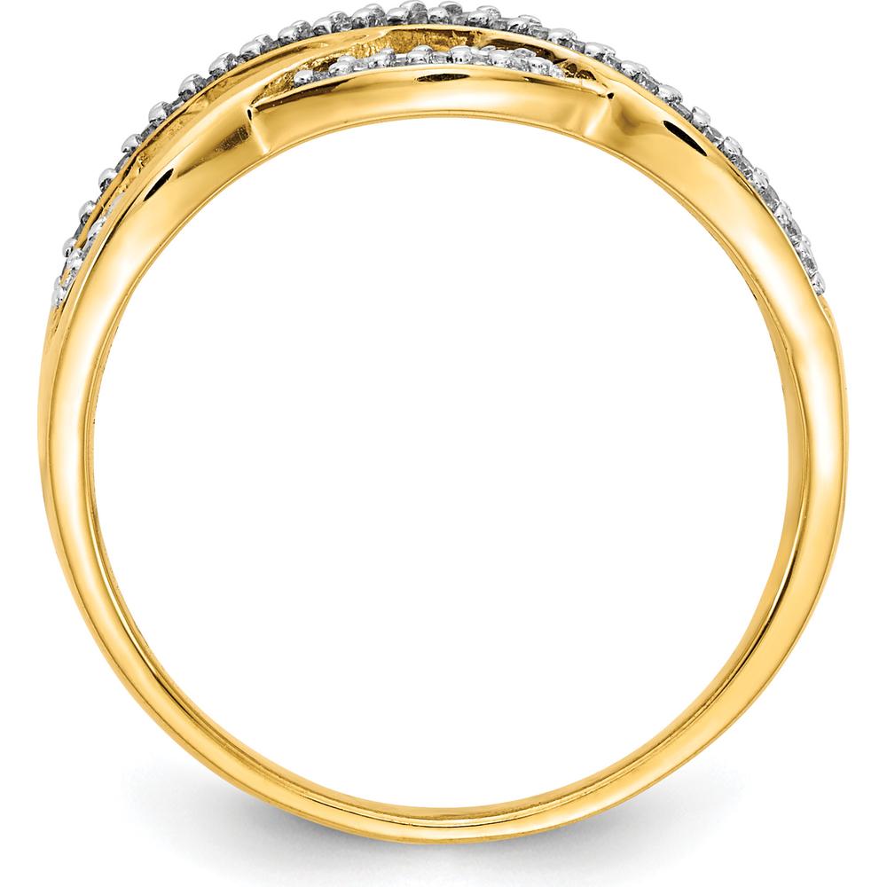 14K Yellow Gold Diamond Woven Band Ring with Natural Round Diamonds - 0.007 Carat Total Diamond Weight by 0