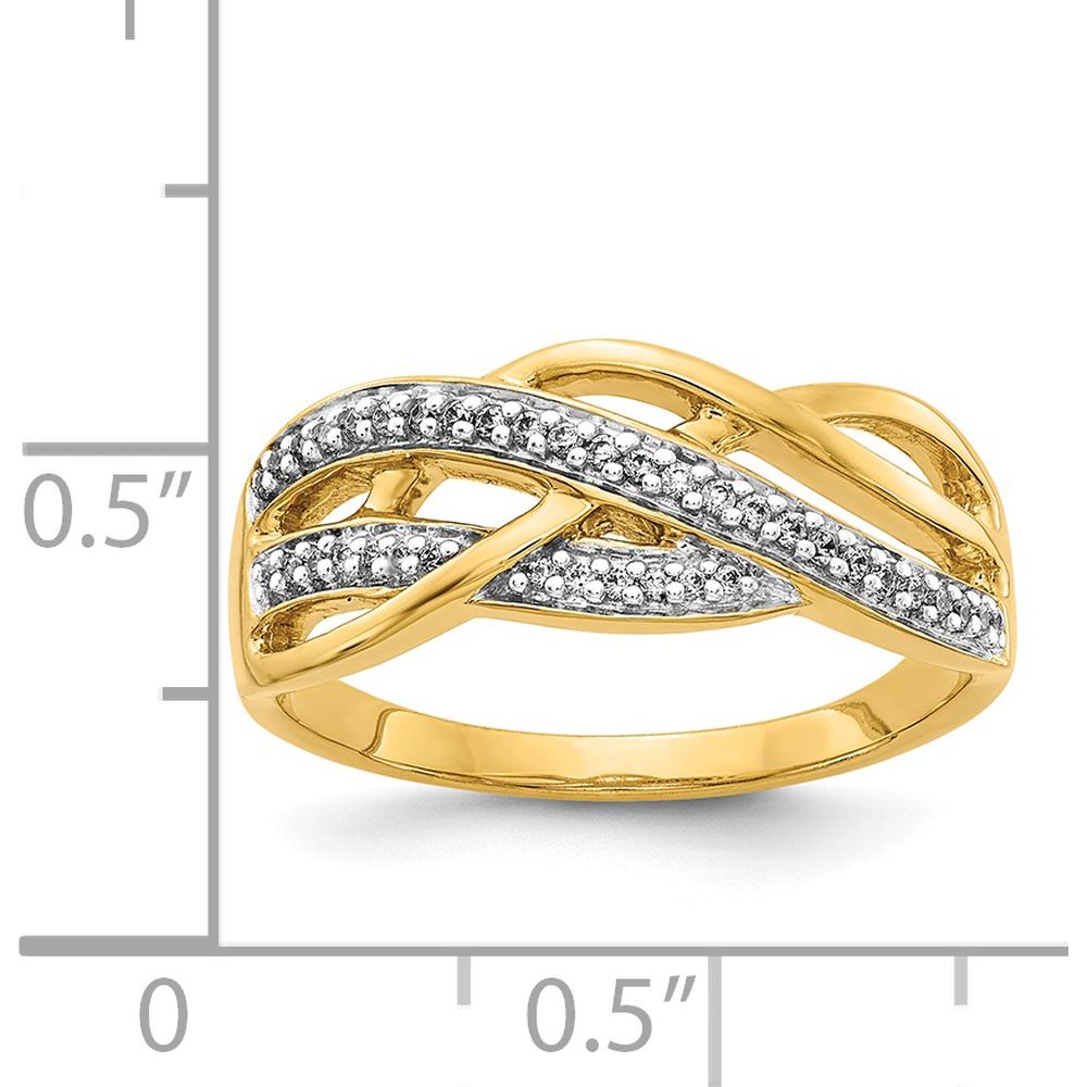 14K Yellow Gold Diamond Woven Band Ring with Natural Round Diamonds - 0.007 Carat Total Diamond Weight by 0
