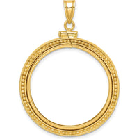 14K Yellow Gold Distinguished Coin Bezel Pendant - Holds 1/2 oz. American Eagle Coin by Numis Coin Jewelry