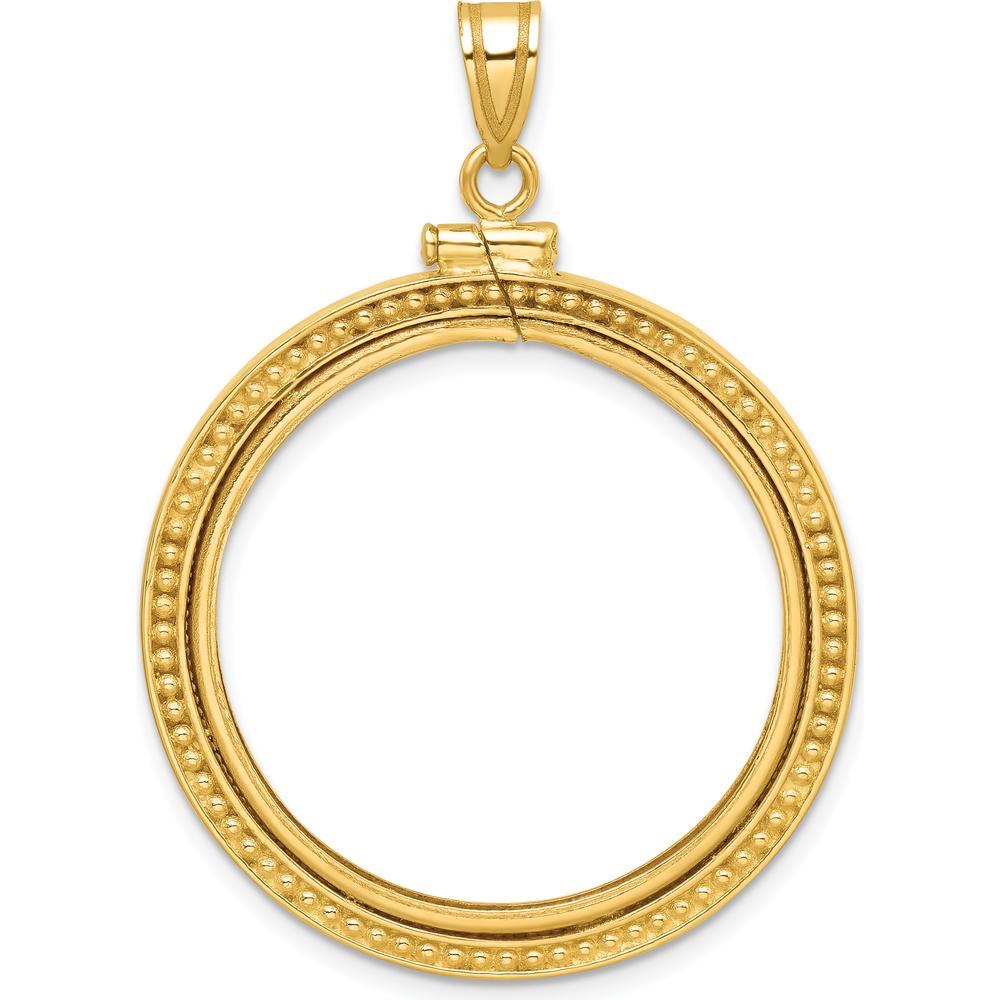 14K Yellow Gold Distinguished Coin Bezel Pendant - Holds 1/2 oz. American Eagle Coin by Numis Coin Jewelry