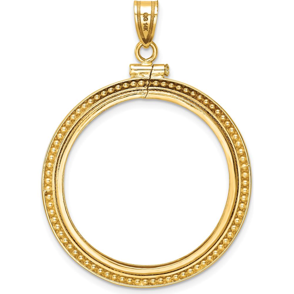 14K Yellow Gold Distinguished Coin Bezel Pendant - Holds 1/2 oz. American Eagle Coin by Numis Coin Jewelry