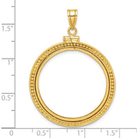 14K Yellow Gold Distinguished Coin Bezel Pendant - Holds 1/2 oz. American Eagle Coin by Numis Coin Jewelry