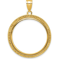 14K Yellow Gold Distinguished Coin Bezel Pendant with Beaded Finish - Holds 1/2 oz. American Eagle Coin by Numis Coin Jewelry