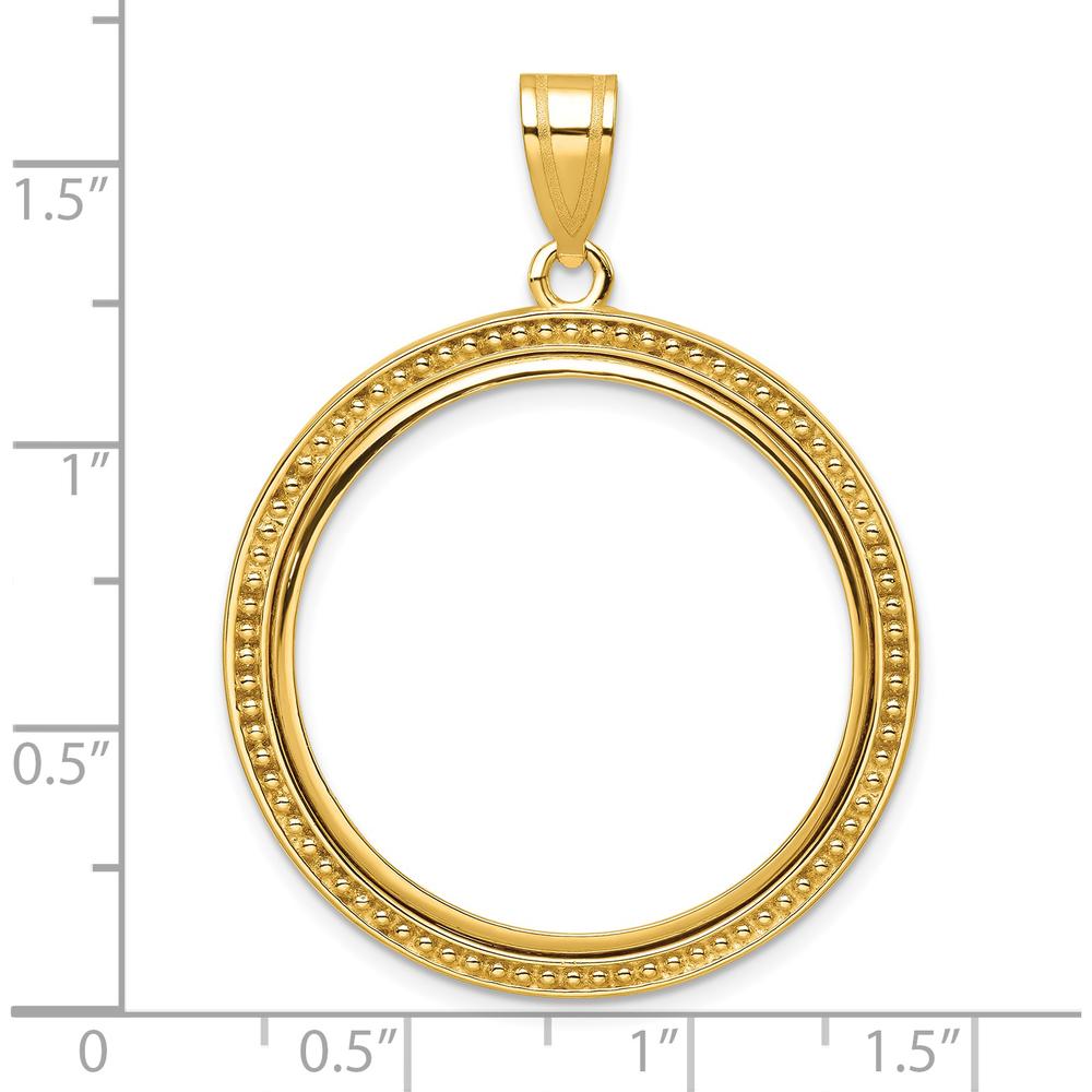14K Yellow Gold Distinguished Coin Bezel Pendant with Beaded Finish - Holds 1/2 oz. American Eagle Coin by Numis Coin Jewelry