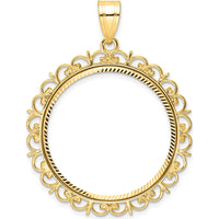 14K Yellow Gold Distinguished Coin Bezel Pendant with Diamond-Cut Finish - 27mm by Numis Coin Jewelry