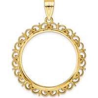 14K Yellow Gold Distinguished Coin Bezel Pendant with Diamond-Cut Finish - 27mm by Numis Coin Jewelry