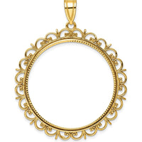 14K Yellow Gold Distinguished Coin Bezel Pendant with Diamond-Cut Finish - 32.7mm by Numis Coin Jewelry