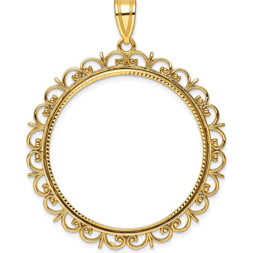 14K Yellow Gold Distinguished Coin Bezel Pendant with Diamond-Cut Finish - 32.7mm by Numis Coin Jewelry