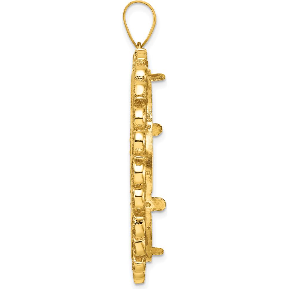 14K Yellow Gold Distinguished Coin Bezel Pendant with Diamond-Cut Finish - 32.7mm by Numis Coin Jewelry